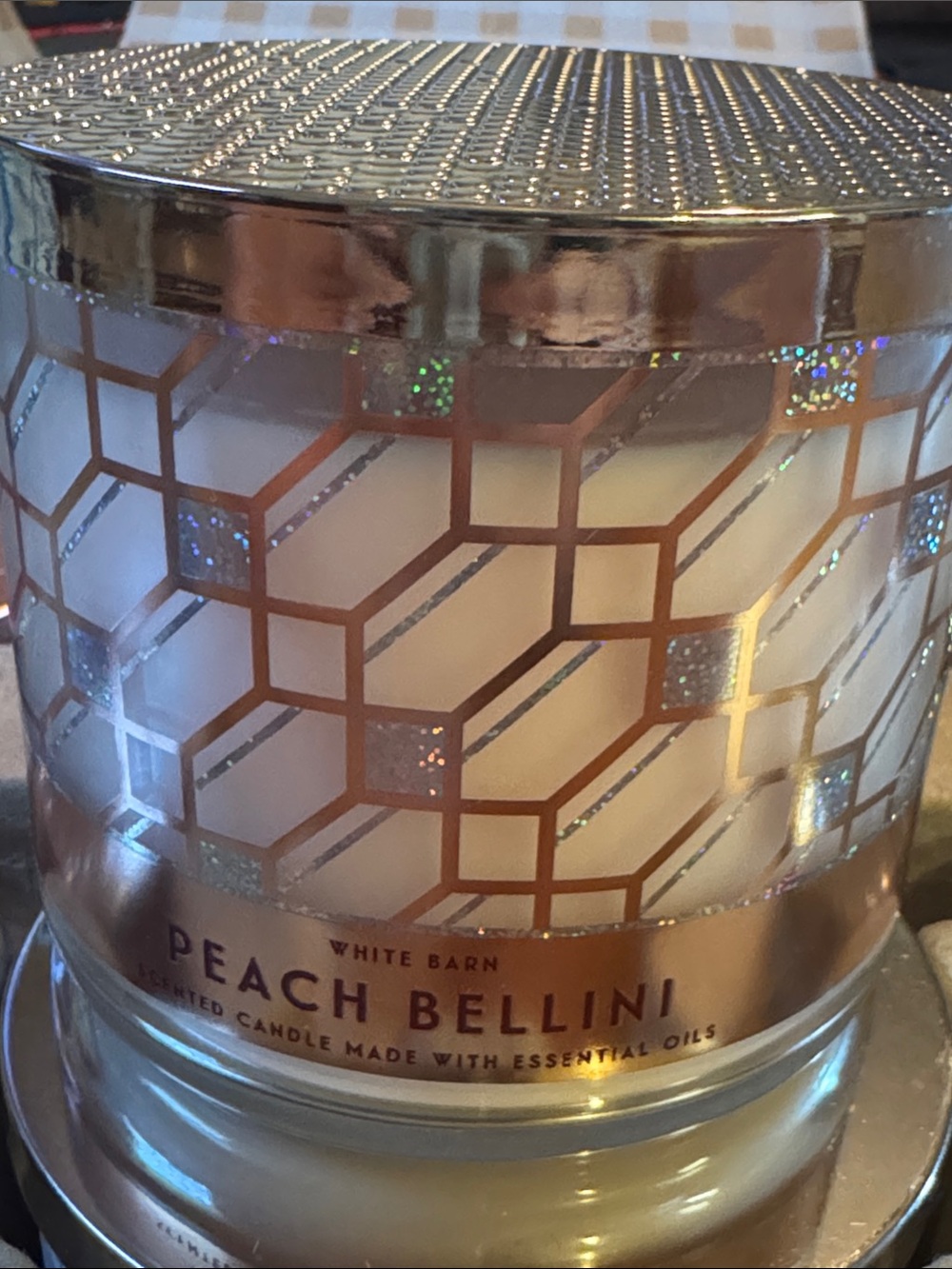 White Barn Peach Bellini Candle - Rose Gold & White